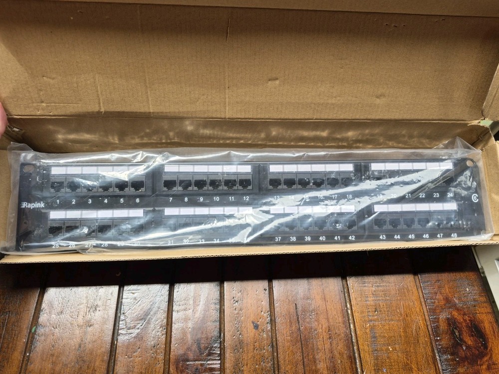 Rapink Patch Panel 48 Port Cat6 10G Support, Network Patch Panel 10 gig