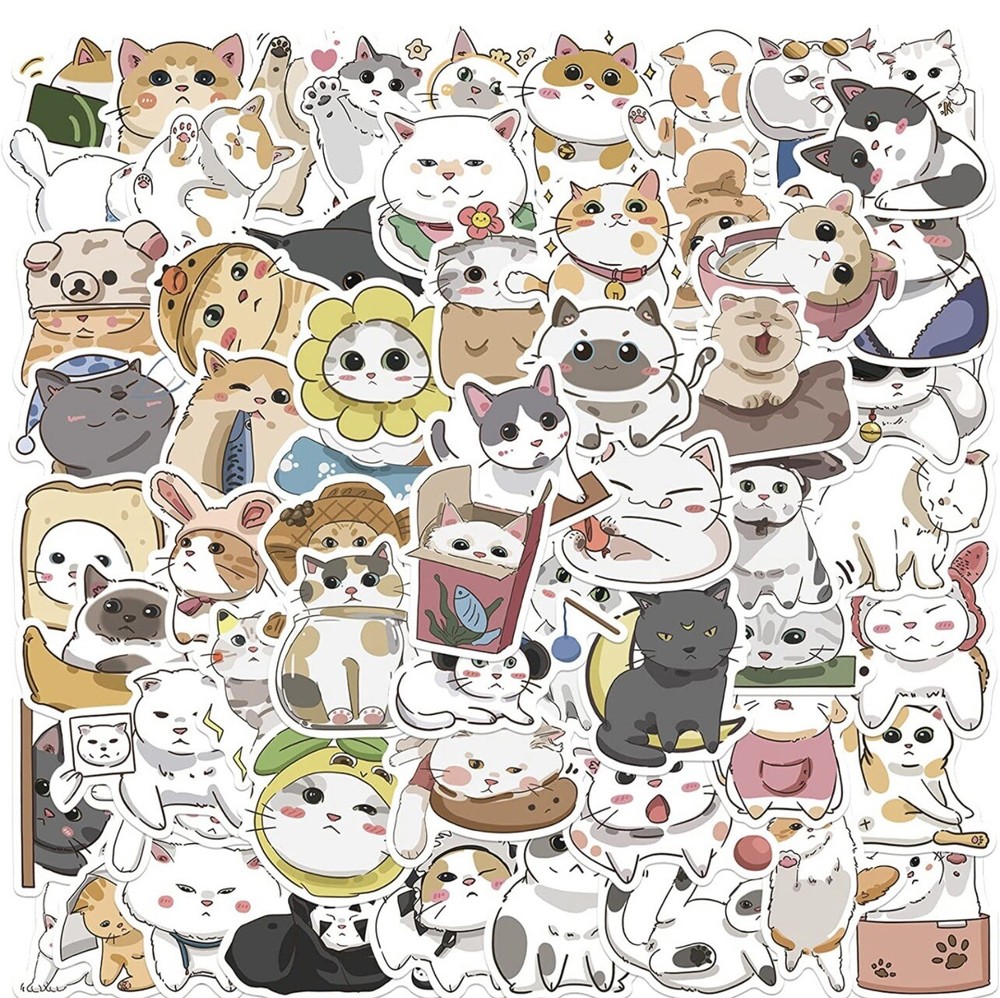 Cute Cat Vinyl Stickers - 30 Random Pieces
