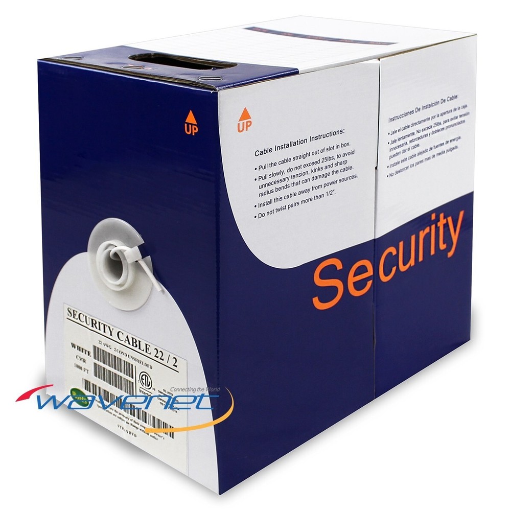 Wavenet 22/2C CMR Stranded Unshielded Riser Security Cable White - 1000ft