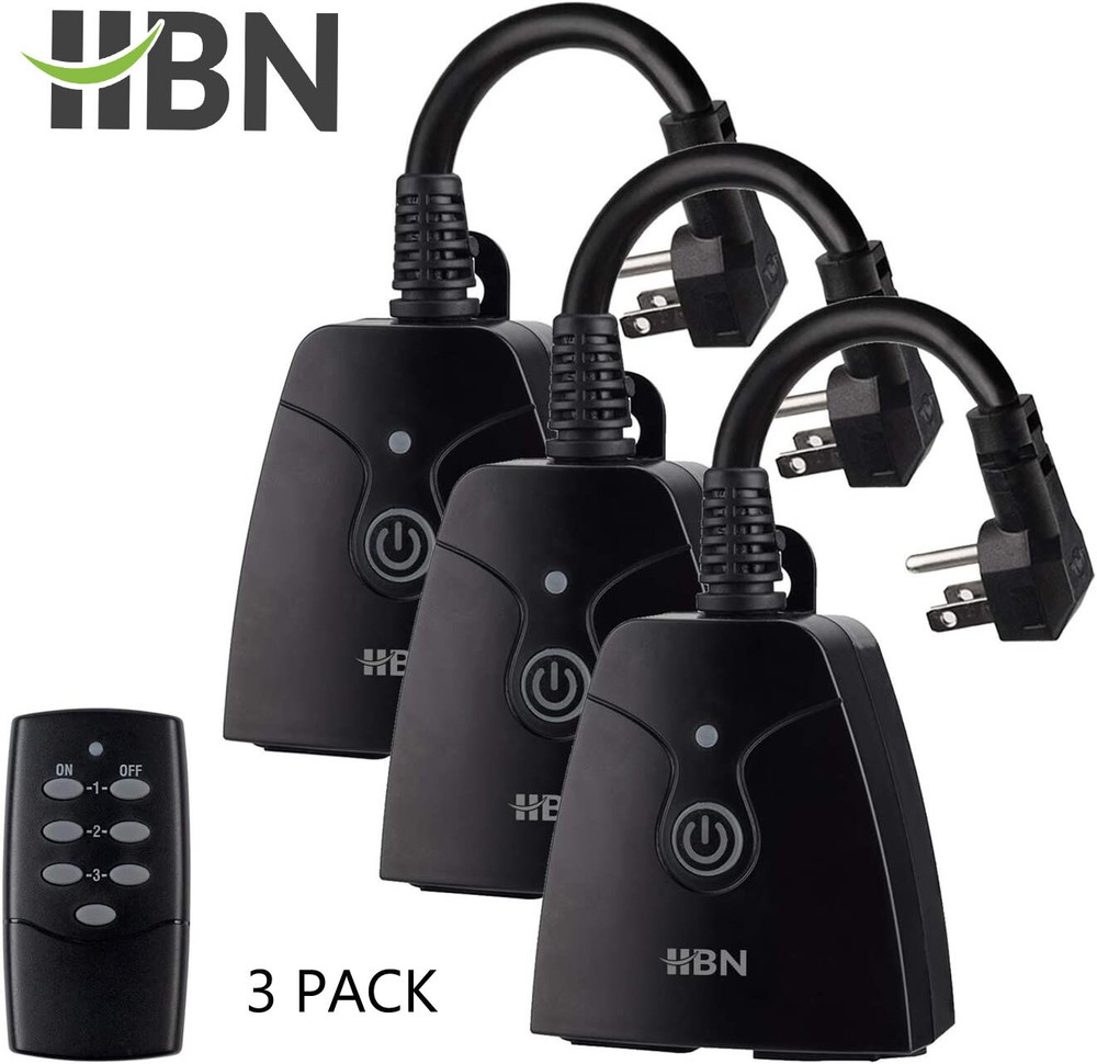 HBN 3 Pack Outlets Wireless Remote Control Electrical Outlet Switch With Remote