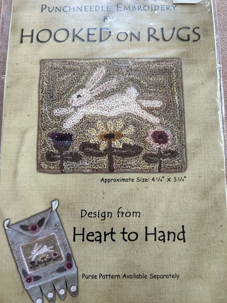 PRIMITIVE PUNCHNEEDLE  EMBROIDERY PATTERN, CRAFTS, PUNCH NEEDLE BUNNY RABBIT