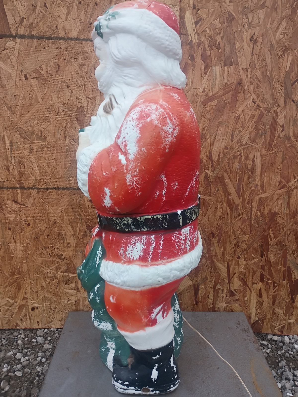 Vintage 45”T Poloron Whispering Santa With Toy Sack Blow Mold Christmas Decor