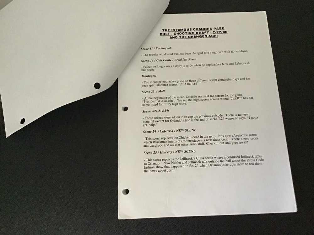 Strangers With Candy Two Parter Cult Shooting Draft Script- Comedy Central 2000