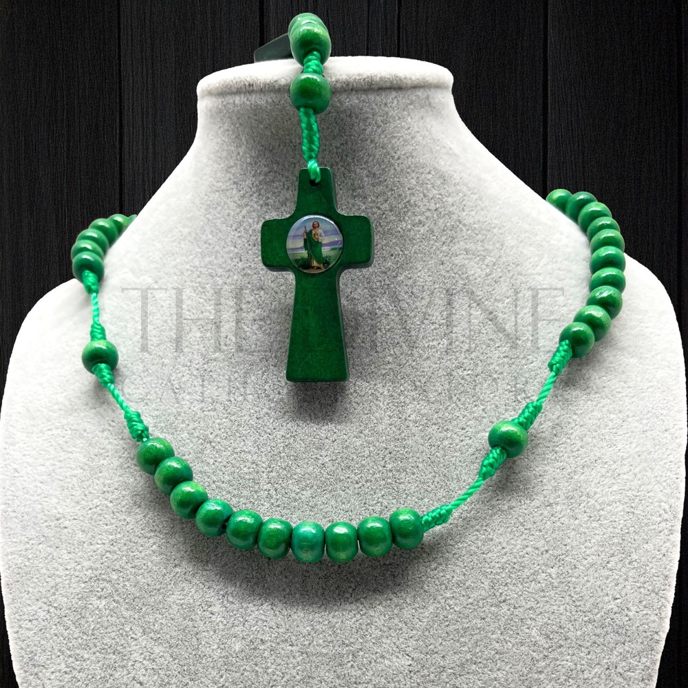 Green St. Jude Wooden Rosary