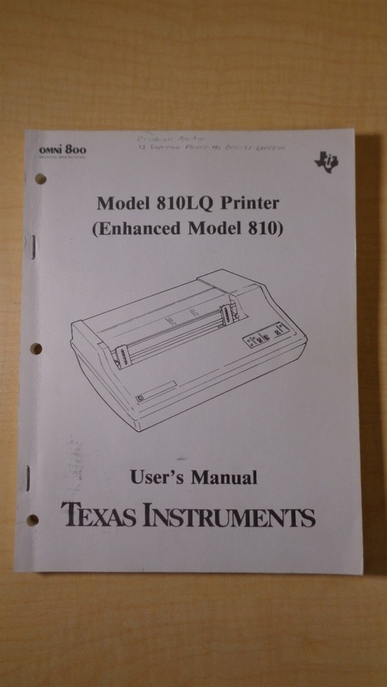 Texas Instruments TI 810LQ Printer Enhanced User's Manual  5F B1