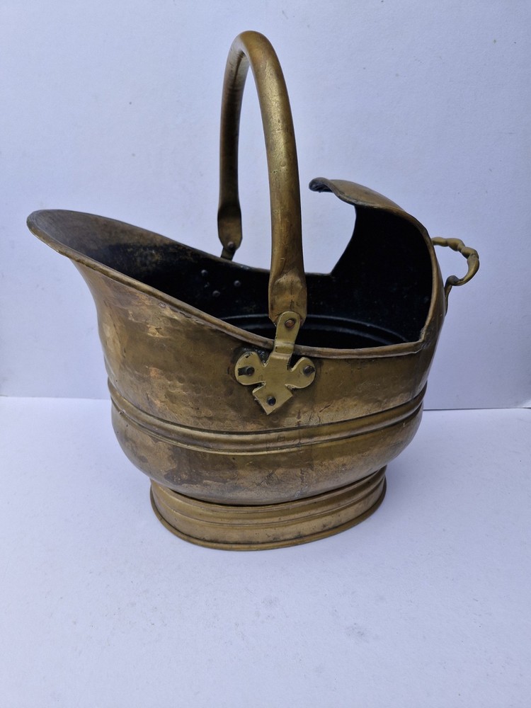 Vintage Large Helmet Brass Coal Scuttle