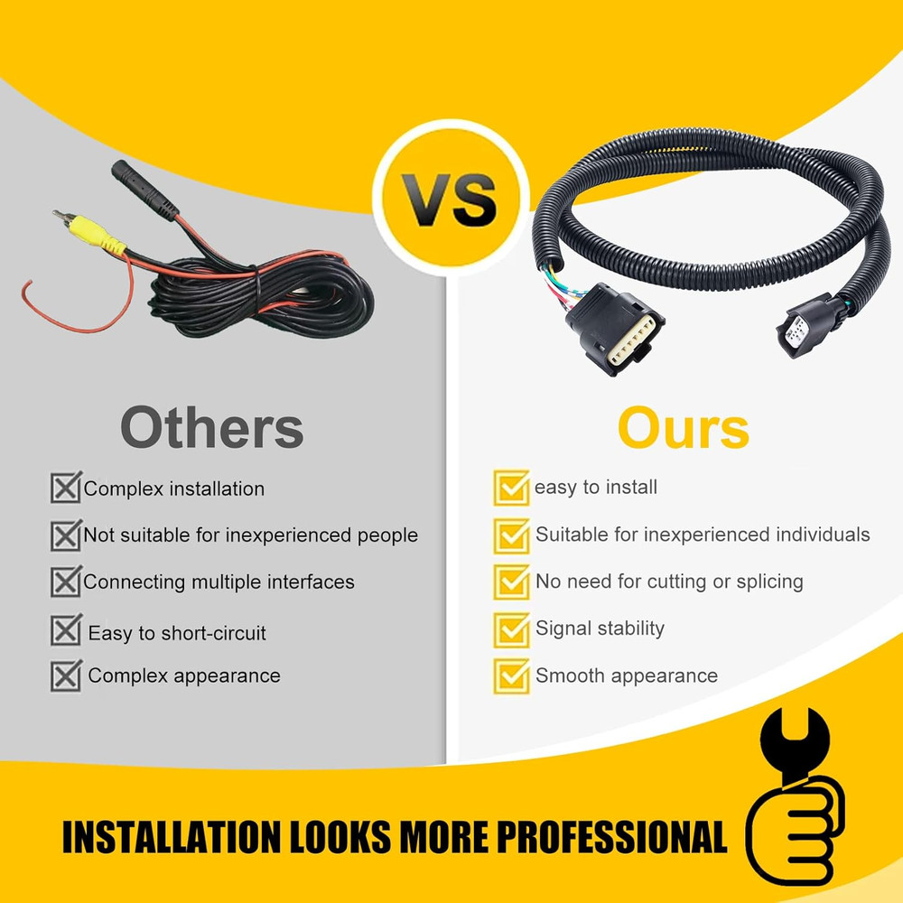 Rear View Back up Camera Wiring Harness Compatible with 2013-2016