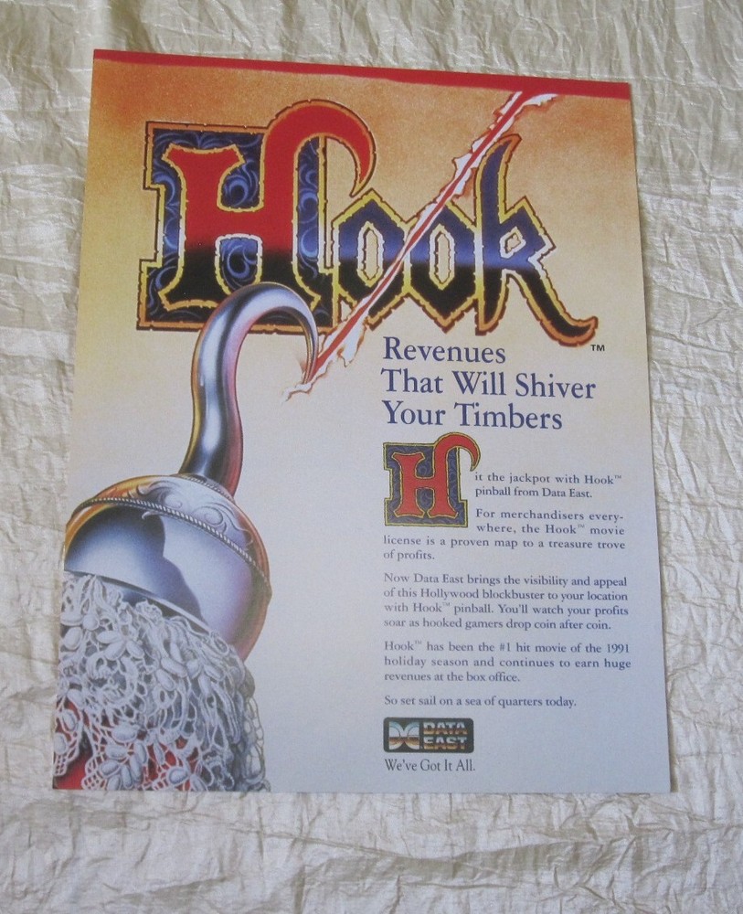 1992 DATA EAST HOOK PINBALL FLYER