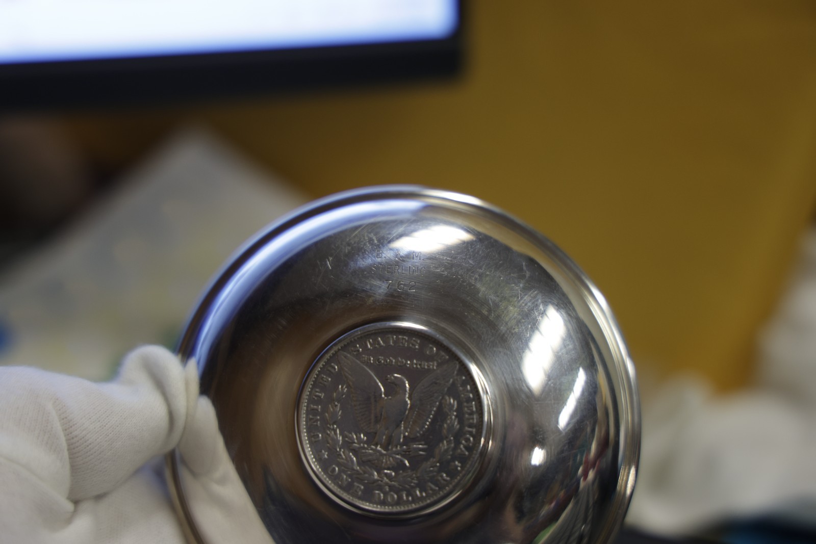 Antique Baldwin & Miller B&M 1901 S Morgan $1Sterling Bowl/Trinket Dish #762