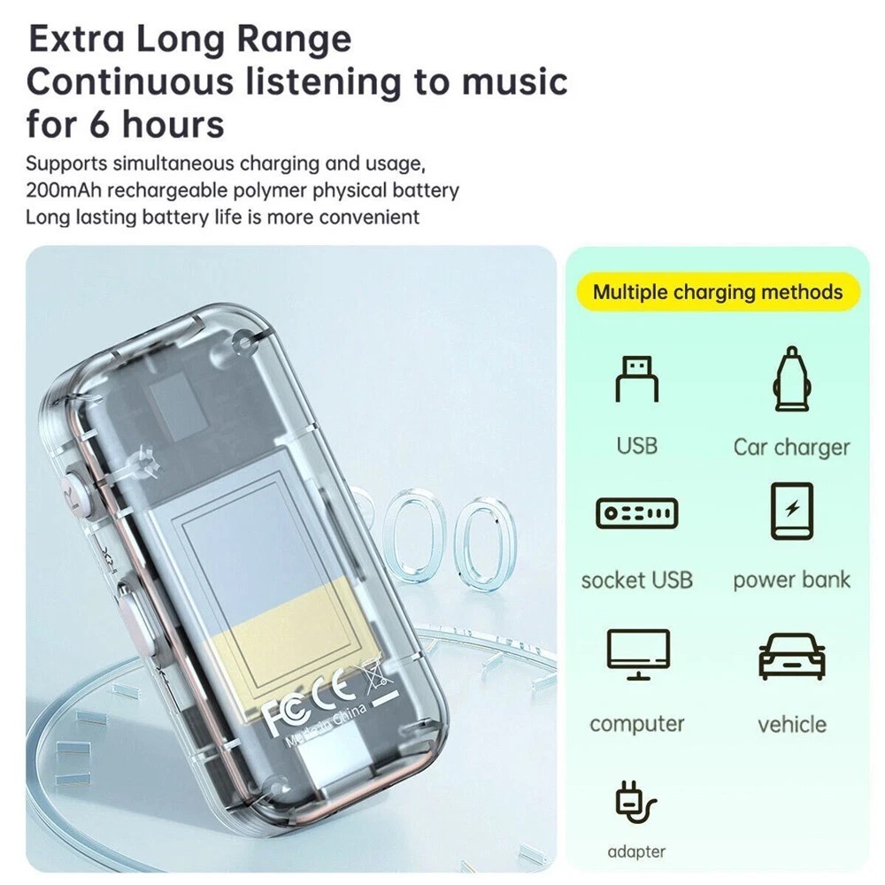 4In1 Bluetooth Audio Adapter Wireless Receiver Transmitter MP3 Player 3.5mm Aux