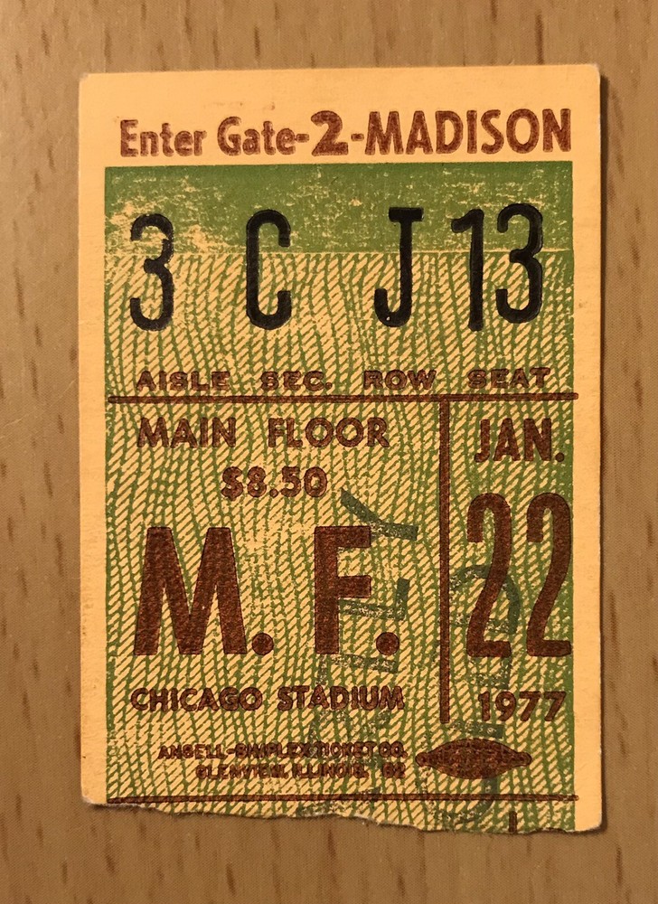 1977 KISS ROCK AND ROLL OVER TOUR CHICAGO STADIUM CONCERT TICKET STUB J13