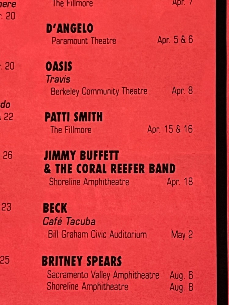 KISS, Beck, Britany Spears, George Clinton Bill Graham Presents 2000 handbill