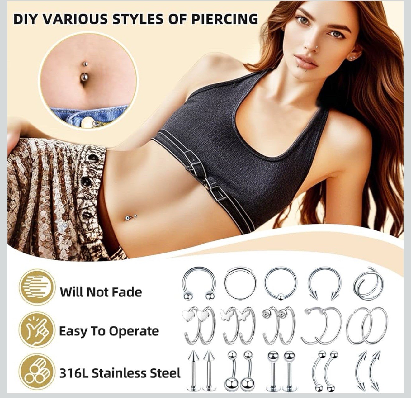 154PCS Professional Piercing Kit, EO Sterilized, Wholesale – Min 2 Boxes