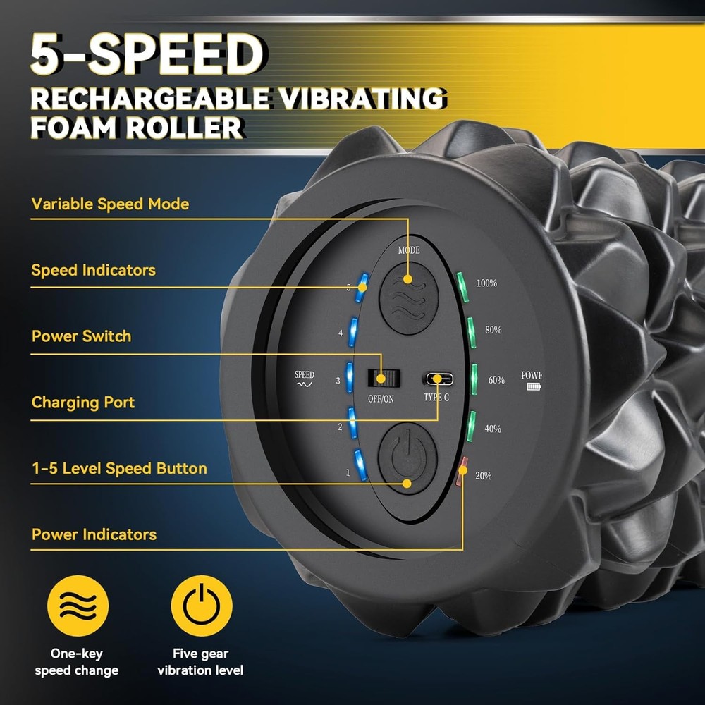 Vibrating Foam Roller, High Density Massage Roller Back Roller Foam for Back Pai