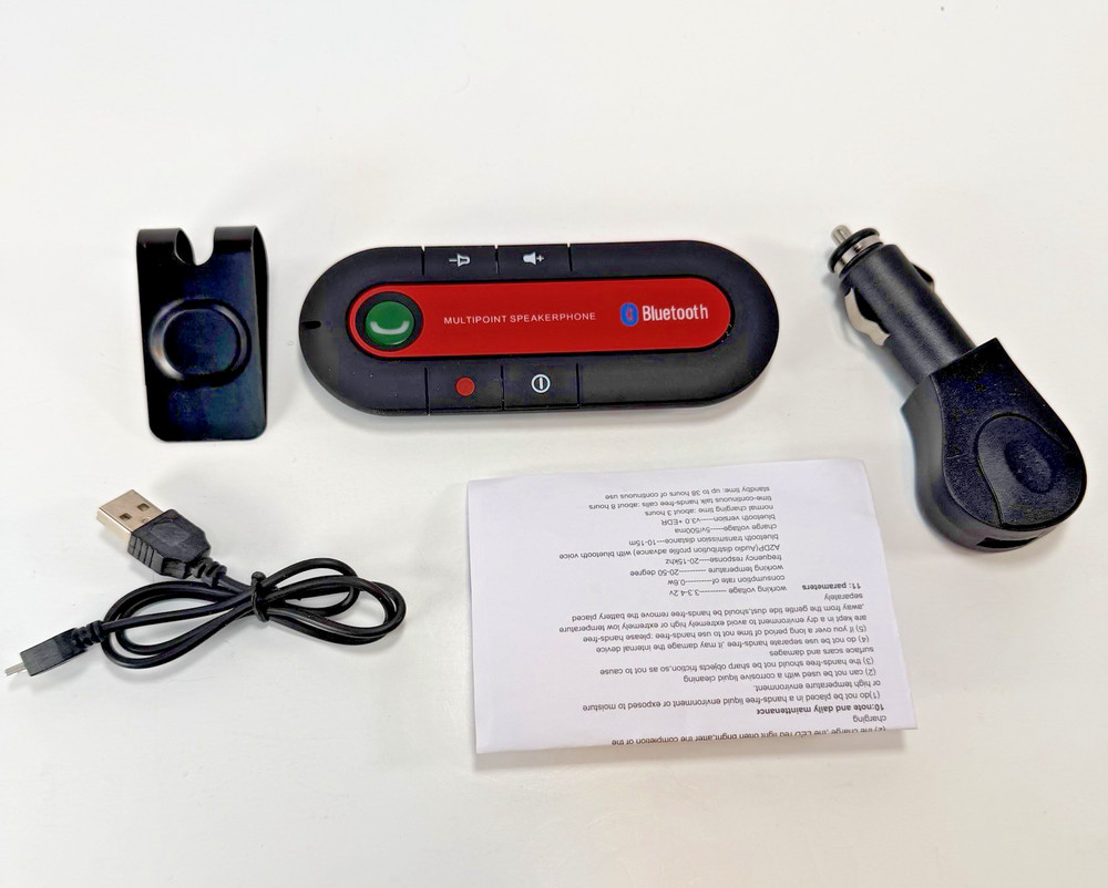 Bluetooth 4.1 Handsfree Car Kit Sun Visor Speakerphone Multipoint Wireless Auto