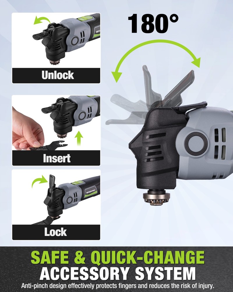 WORKPRO 400W Oscillating Multi-Tool Power Saw Adjustable 6-Speed Control