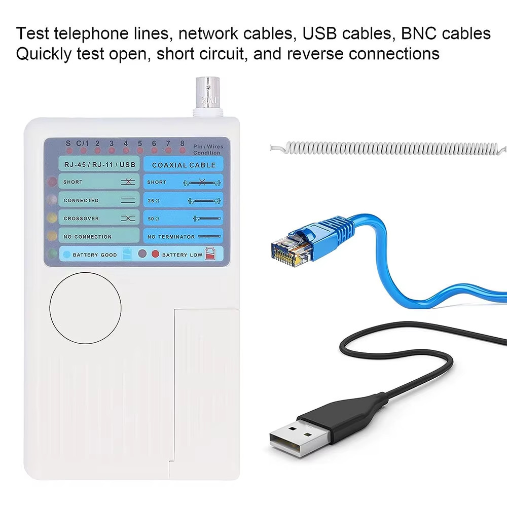 Professional Multi Function 4 In 1 Network Cable Tester RJ45/RJ11/USB/BNC LAN Ca