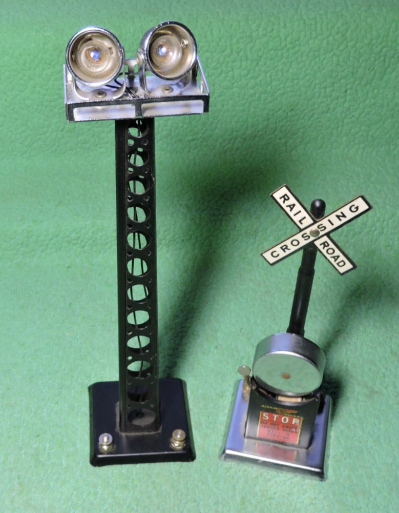 2) Marx Train Accessories - Chrome Lamp & Crossing