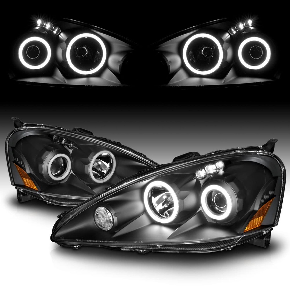 双 Xtreme LED Halos 黑色投影仪前灯适用于 2005 - 2006 RSX 对