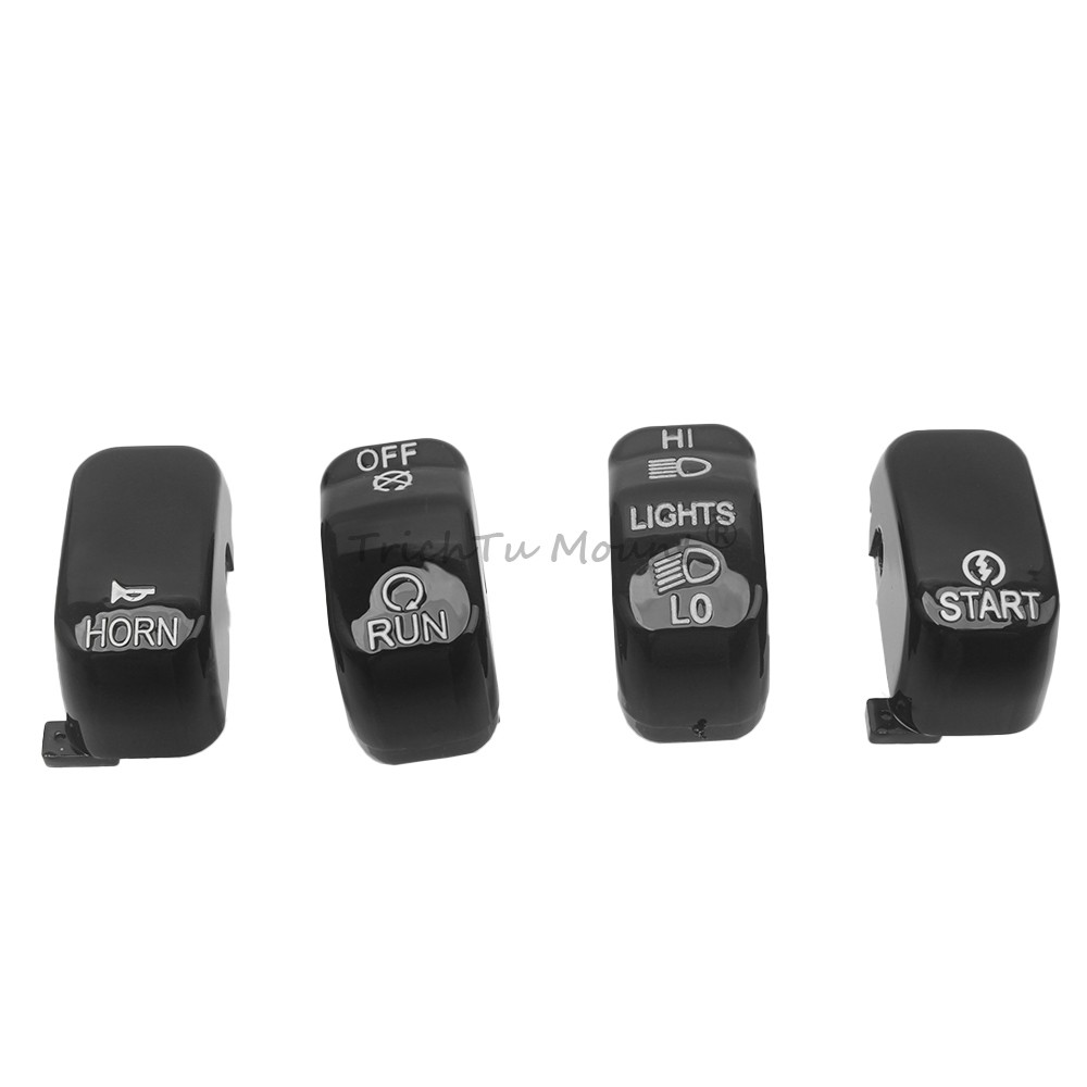Black 10pcs Hand Control Switch Button Caps For Harley Electra Glide Tri Glide