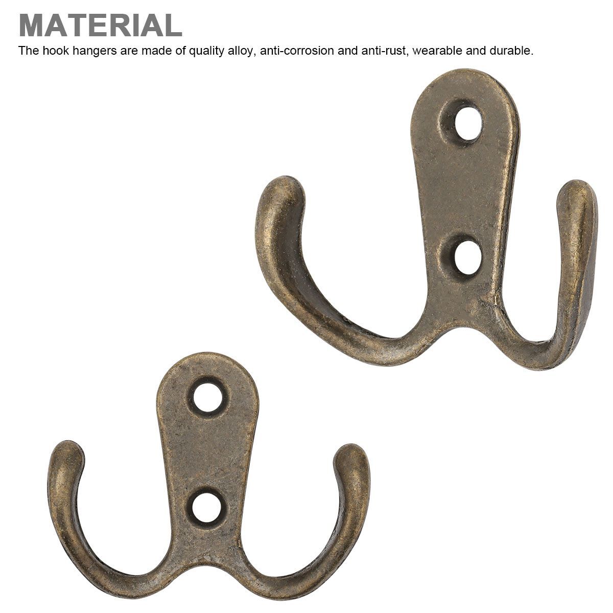 10/20pcs Heavy Duty Double Prong Coat Hooks Wall Mounted Retro Robe Hat Clothes