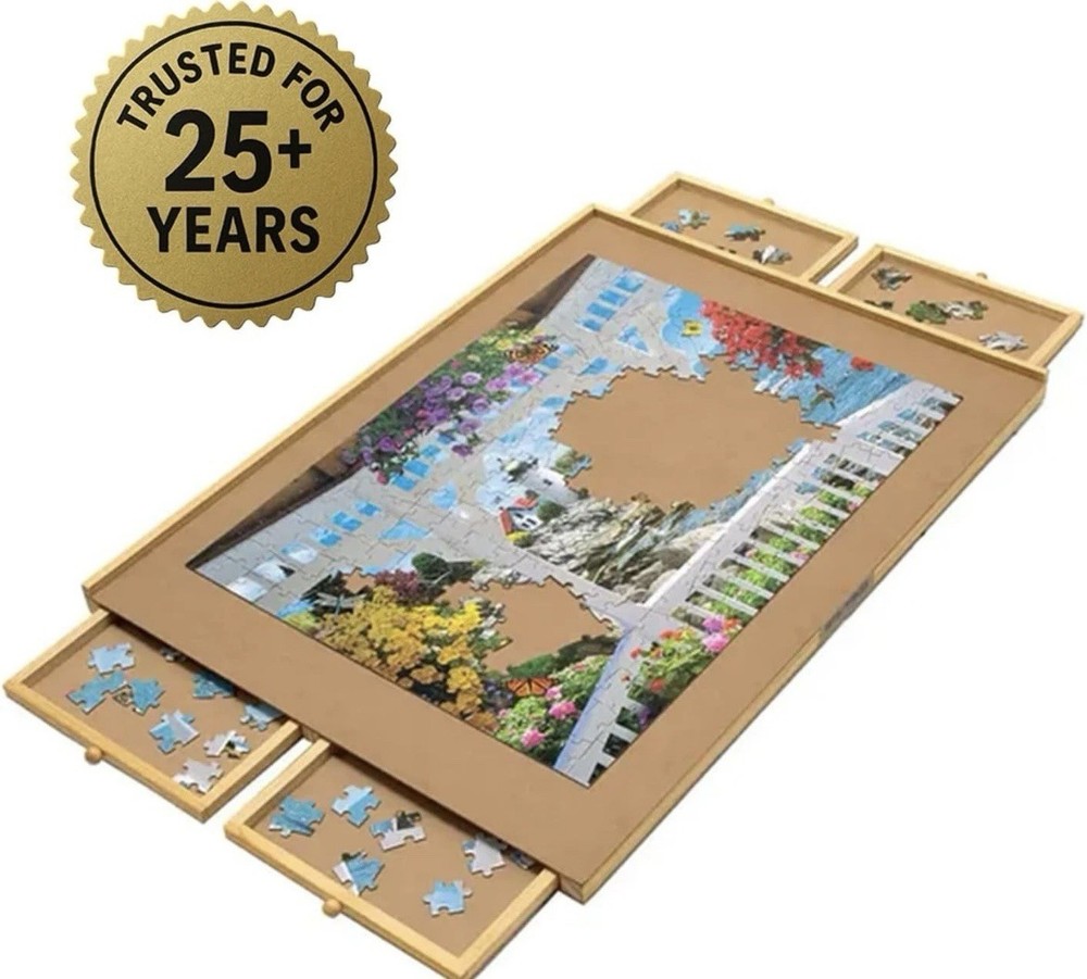 Wooden Puzzle Organizer features a super smooth work surface.