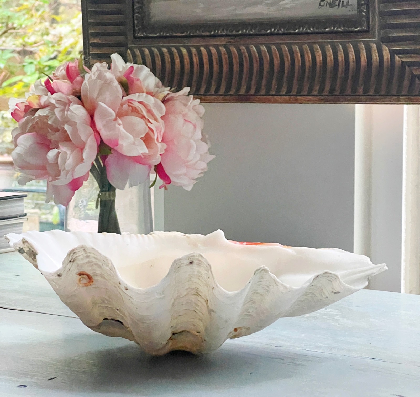 Tridacna Giant Clam Shell Natural Large Vintage Decorative Piece 12.75"