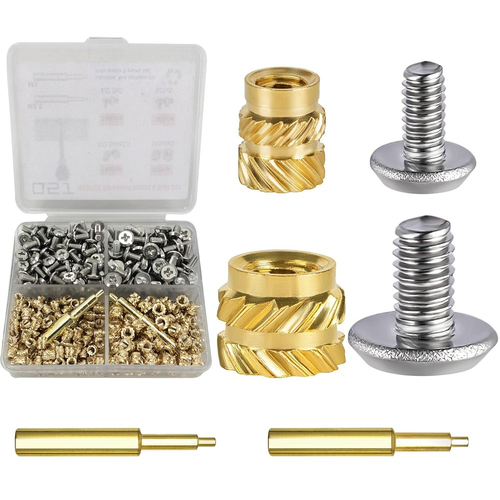 M2.5 M3 M4 Brass Threaded Inserts Bolt Set with Bolt for 3D Printed Plastic Part