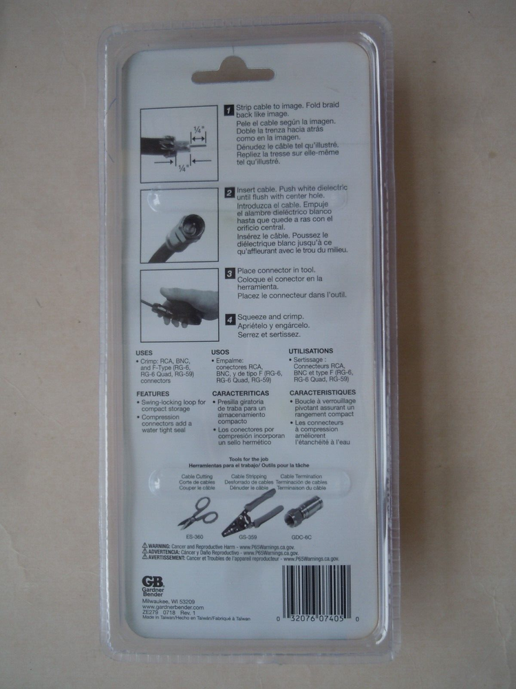 Gardner Bender COM-310 F-Type Compression Crimp Tool with Locking Close, Compact