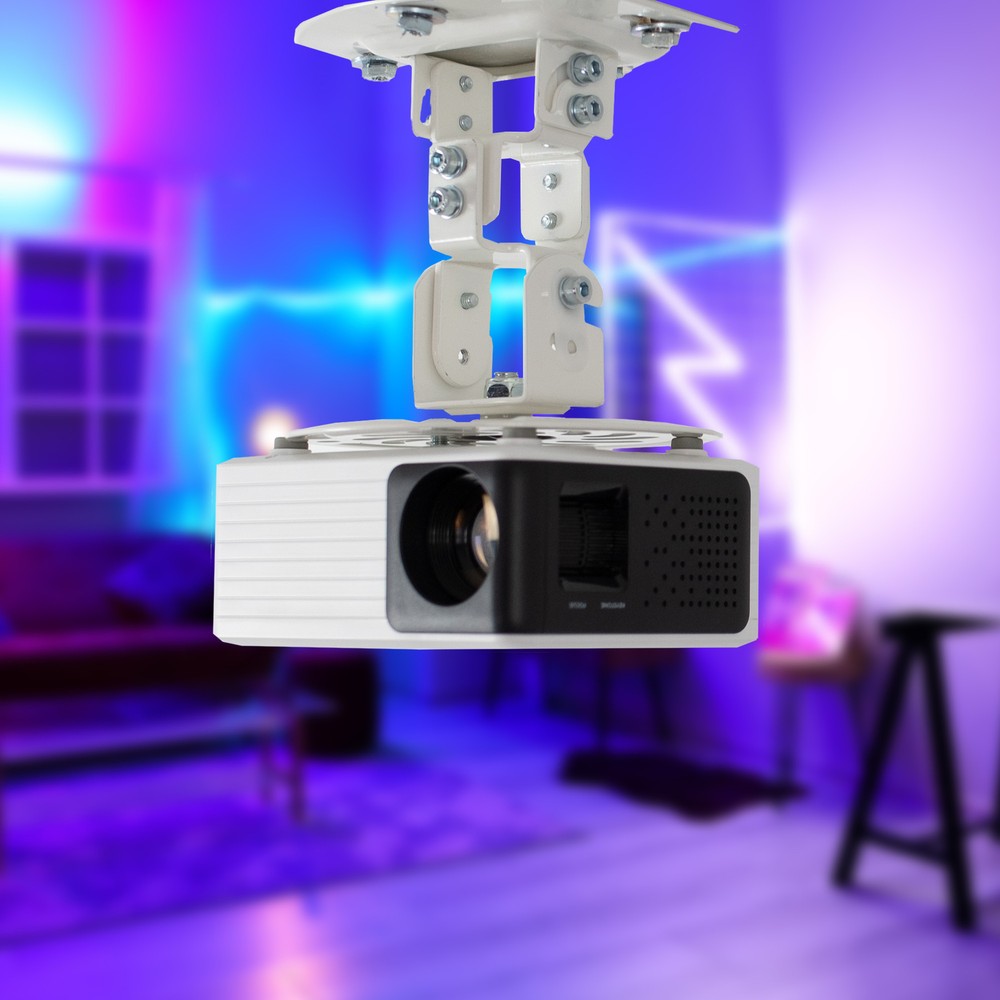 VIVO Universal Adjustable Ceiling Projector Theater Mount White | Extending Arms