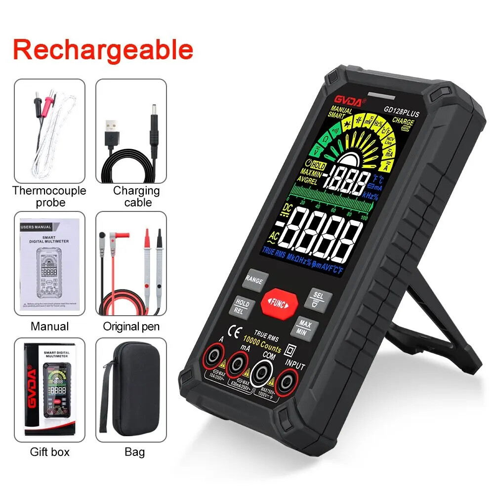Smart Rechargeable Digital Multimeter True RMS 9999 Voltage Current Multitester