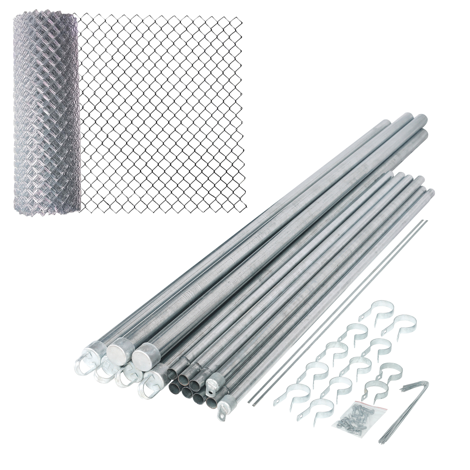 ALEKO Galvanized Steel 6 X 50 Feet Complete Kit Chain Link Fence Fabric Posts