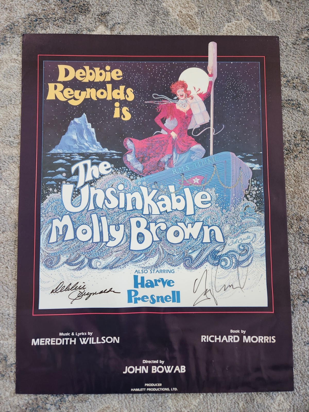 The Unsinkable Molly Brown 24 x 18 Poster Signed Debbie Reynolds Harve Presnell