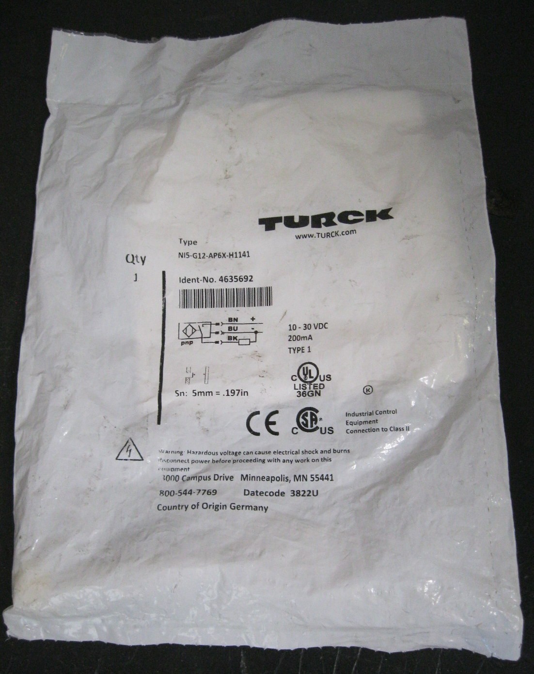 Turck NI5-G12-AP6X-H1141 Inductive Proximity Switch