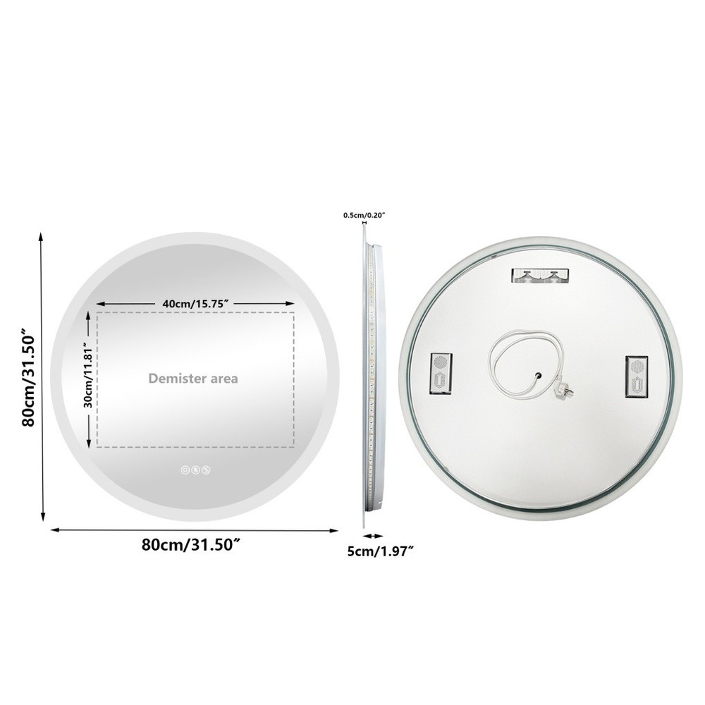 Bluetooth LED Bathroom Mirror Antifog Wall Vanity Illuminated Mirror 32x32 inch