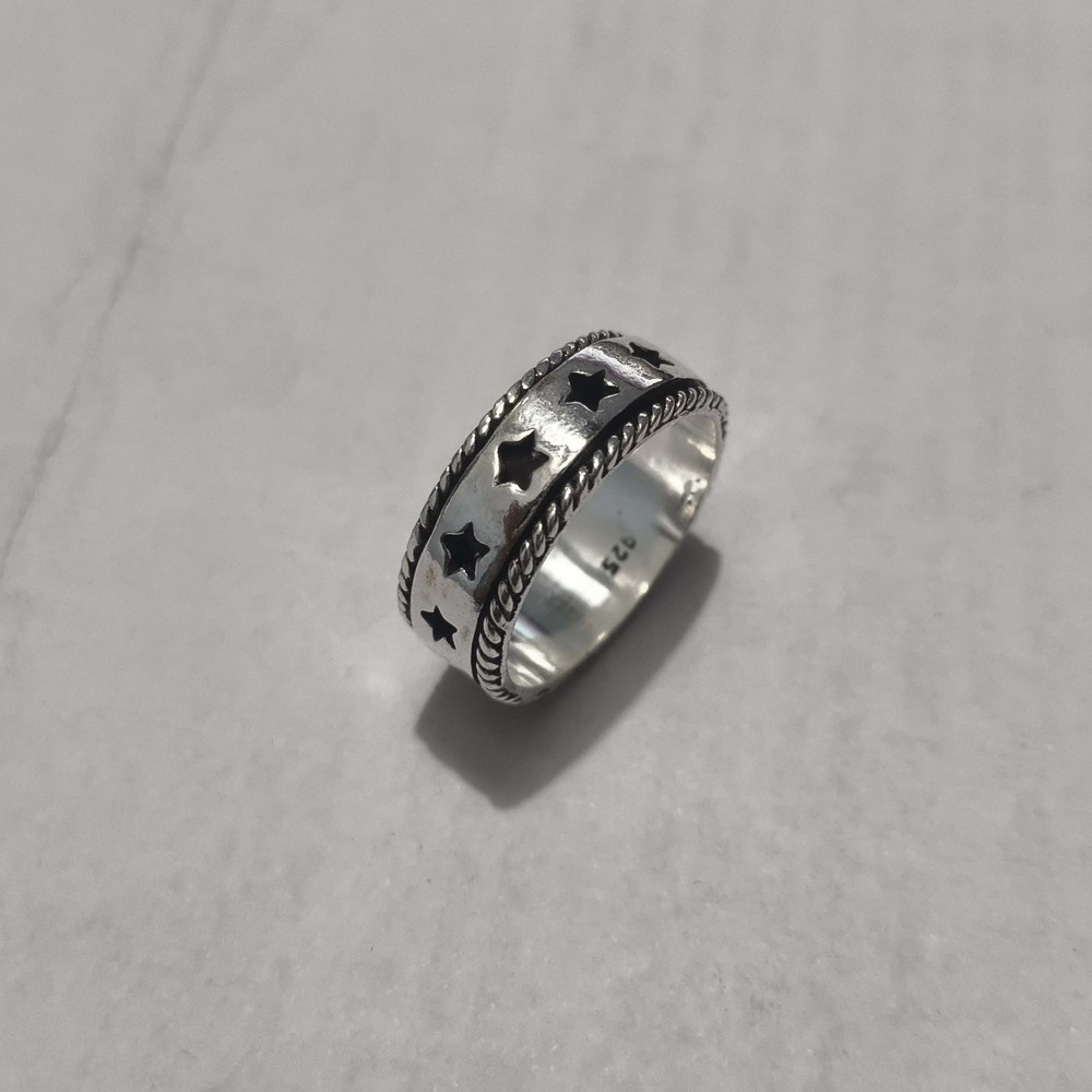Solid 925 Silver Star Spinner Band | Boho Celestial Symbol Ring Gift for Her Him