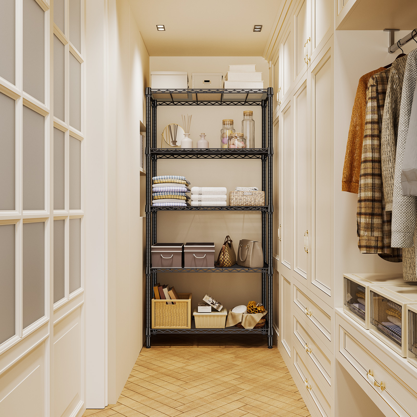 5 Tier Adjustable Wire Shelves Metal Shelf Storage Kitchen Rack 15.7x33.5x68.5"