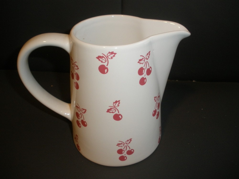 Hallmark Cherries White Pitcher 5" Tall EUC