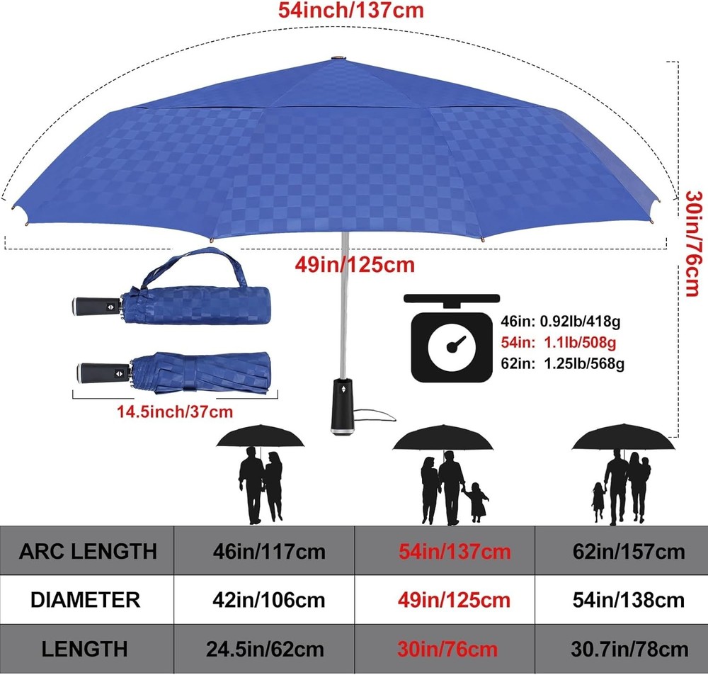 Compact Double Canopy Golf Umbrella - Easy Open/Close, Lightweight Design