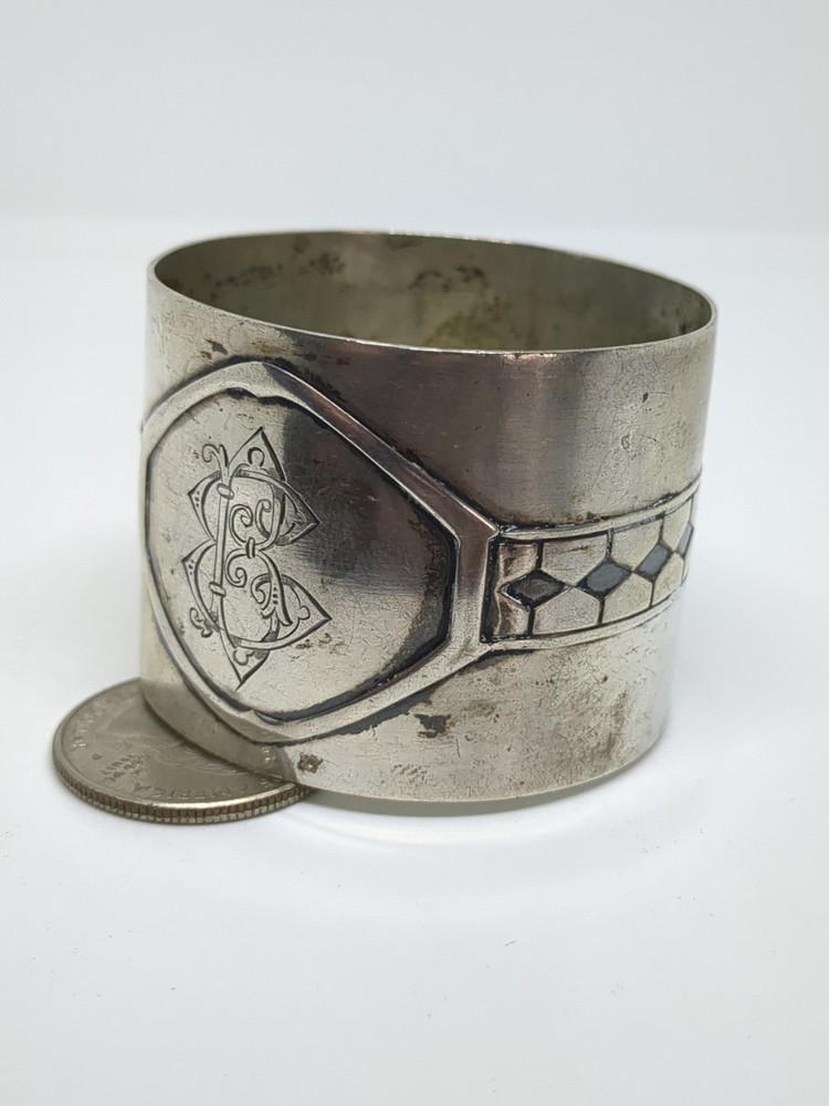 Antique Silver 800 Napkin Ring Holder