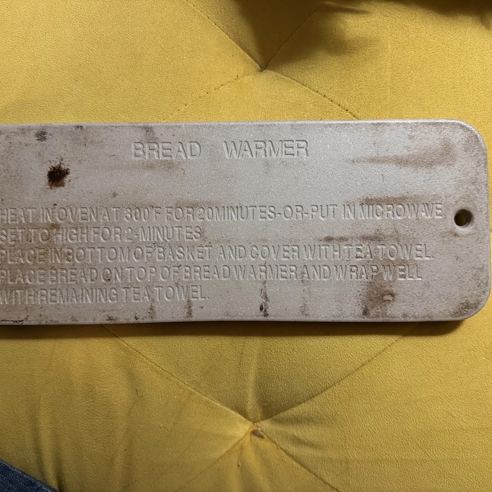 Bread Warming Stone 11.5" x 4.5" Bread Basket Wheat Design