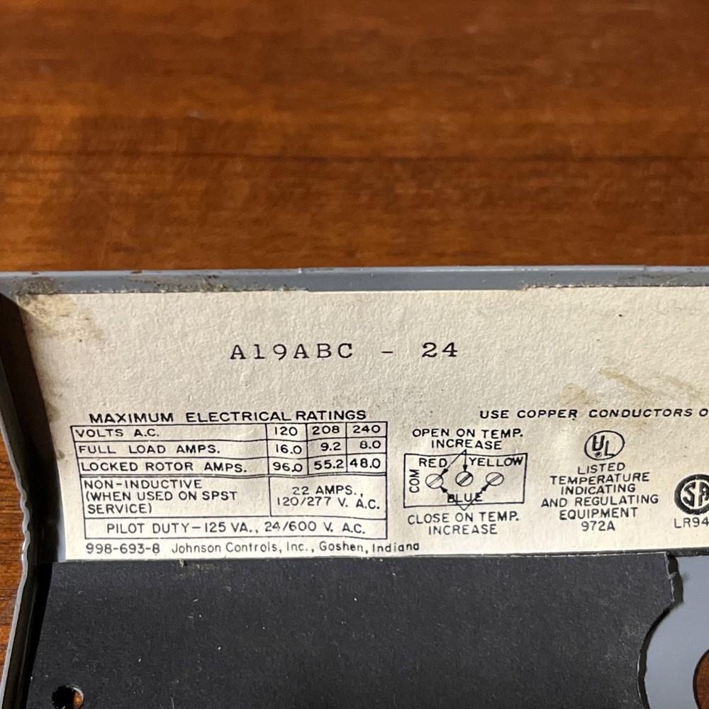 USED PENN Temperature Control A19ABC-24 (-20 -100F ) Adjustable Differential