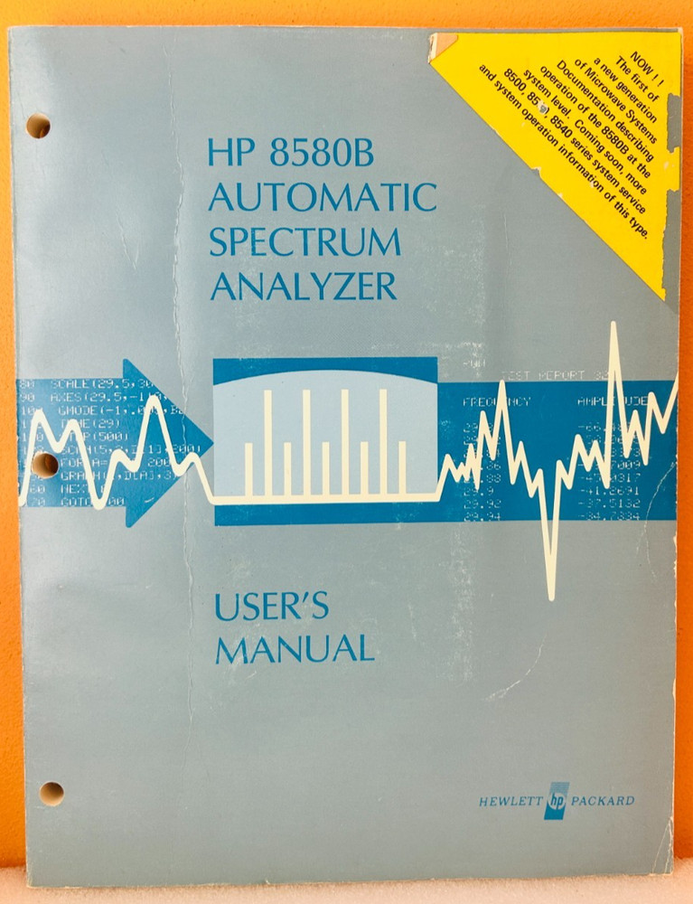 HP 08580-90029 HP 8580B Automatic Spectrum Analyzer User's Manual.