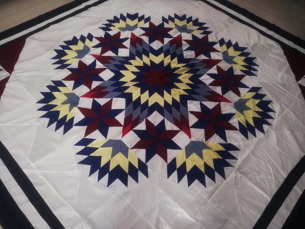 Queen Size machine pieced patchwork quilt top #153