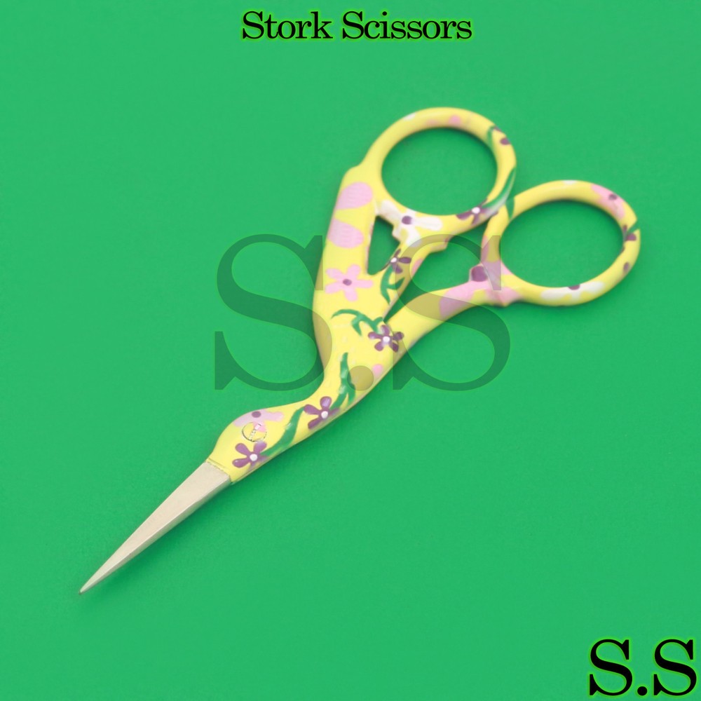 Stork Embroidery Scissors Eyebrow Sewing Thin Point Edge Color Coded  BTS-158