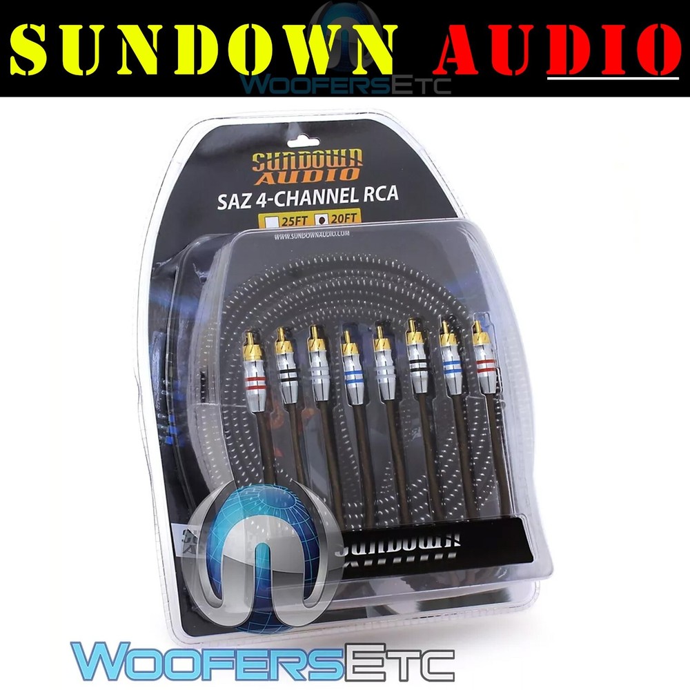 SUNDOWN AUDIO 20FT SAZ 4CHANNEL SOLID 100% OFC COPPER TWISTED RCA AMPLIFIER WIRE