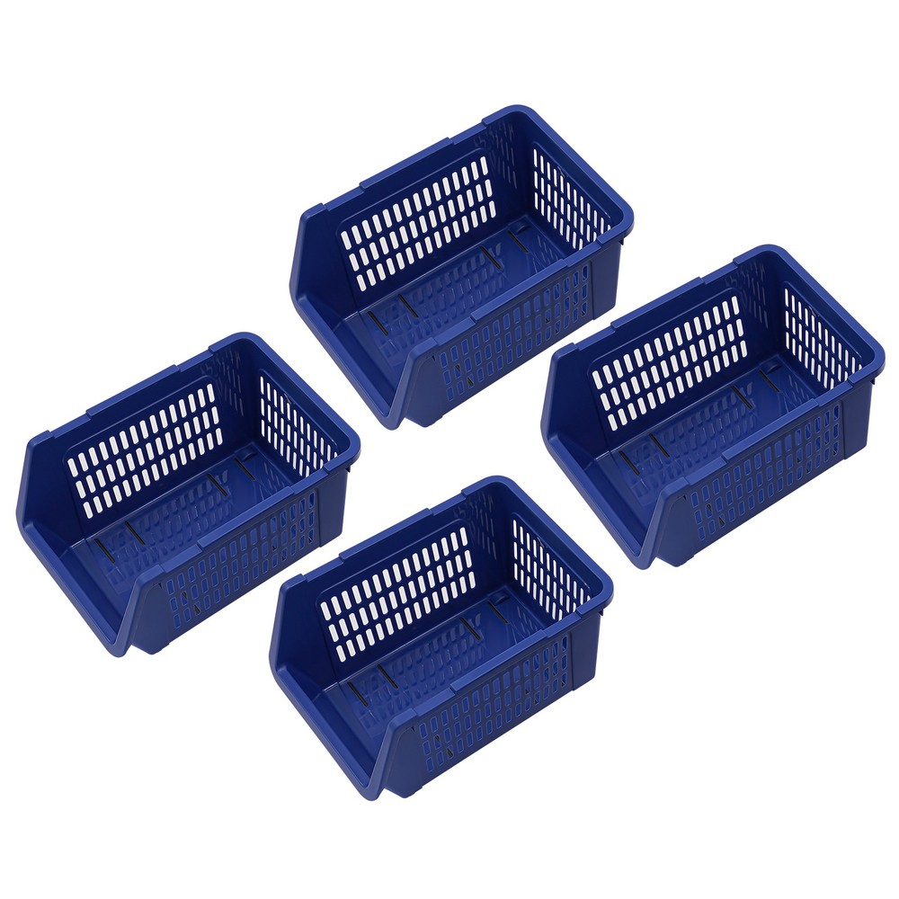 4PCS Stacking Storage Baskets, PP Plastic Stackable Organizer Bins