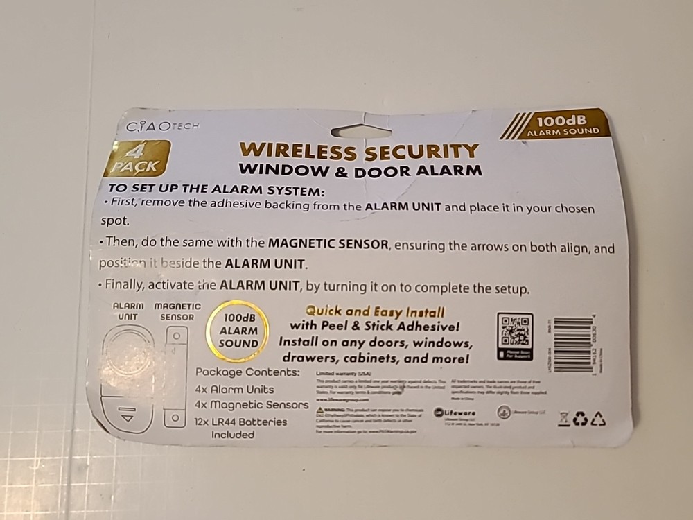 NIP Wireless Security Window & Door Alarm Set No Tools Needed