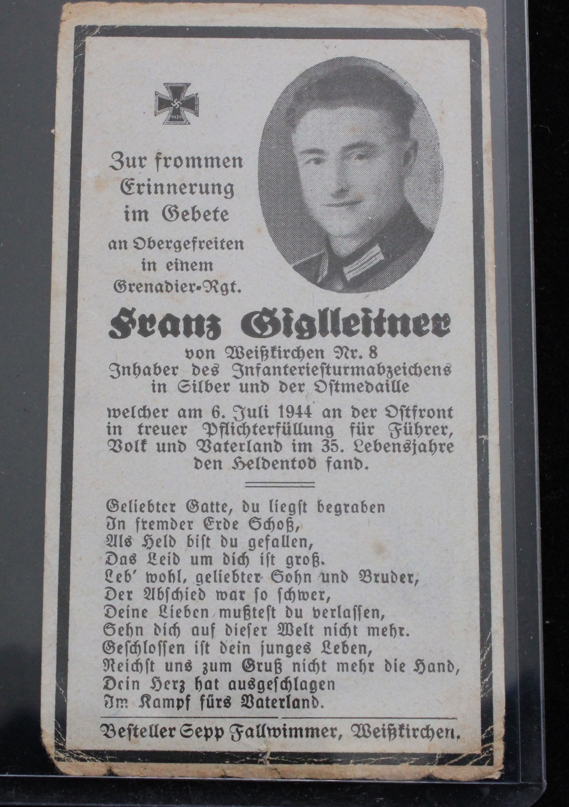 WWII German KIA Soldier Death Cards -Set of 4 Memorial Prints Original