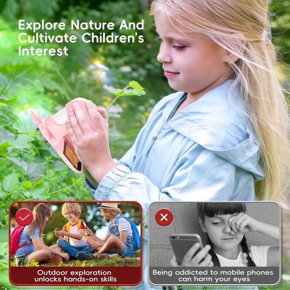 Kid-Friendly Digital Microscope - Adjustable Light, Photo Storage, Birthday Gift